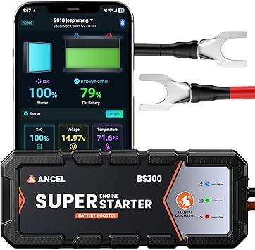 ANCEL BS200 Super Capacitor Starter - Permanently Mounted Jump Starter with Capacitors, Proactive Car Battery Maintainer & Smart Health Monitor, -40℉~176℉ Starter Protection System for 3.0L Vehicles