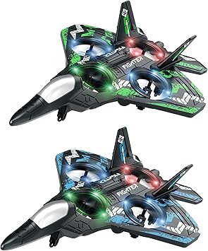 JoyRapt Form RC Plane Drones for Kids, Remote Control Airplane, Aircrafts for Boys and Girls, Jet Helicopter Drones with LED Lights 360° Flip, 4 Rechargeable Batteries (Two Pack)