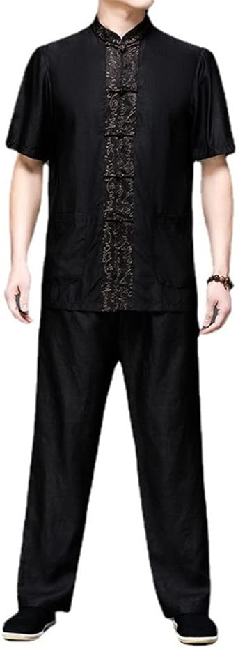 Short-Sleeved Suit Men's Silk Fragrance Chinese Clothing Top