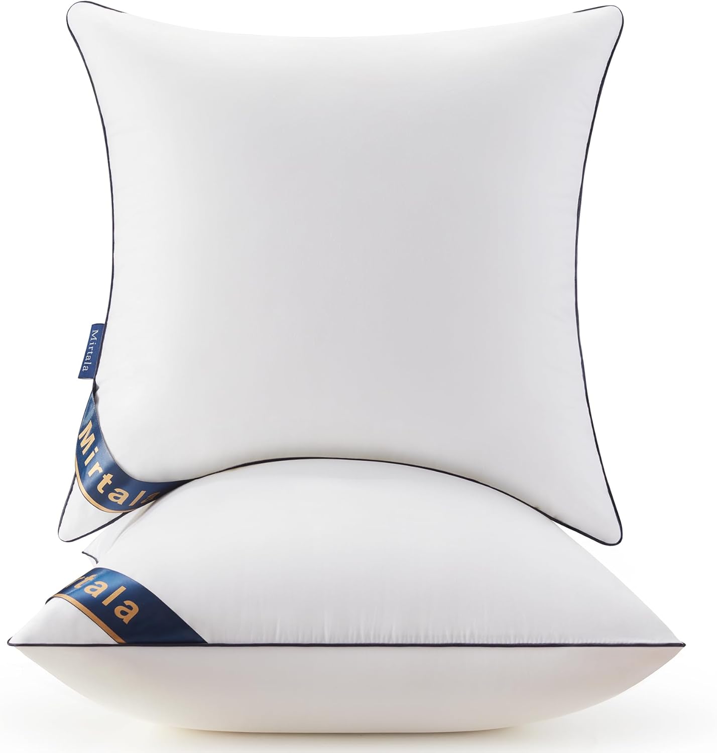 Mirtala 18"x18" Pillow Inserts Set of 2 with 100% Cotton Cover Decorative Square Throw 18" Pillows Living Room, Sofa, Couch, and Bed-White