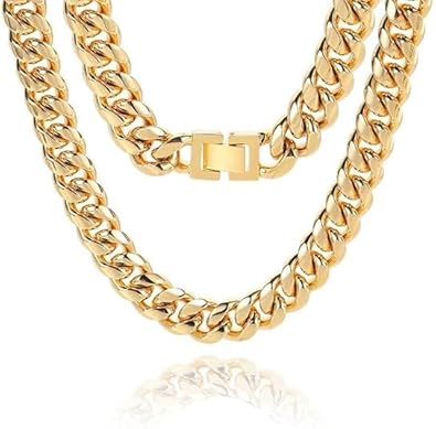 18k Cuban Men'S Pure Gold Necklace, A Powerful Hip-Hop Style Necklace Designed Specifically For Men. It Is An Ideal Gift For Fathers, Lovers, And Friends
