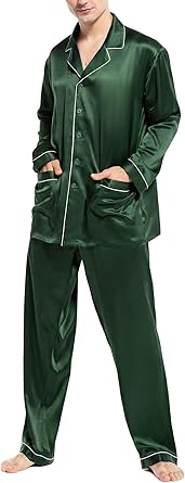 COLD POSH 100% 19MM Mulberry Silk Pajamas for Men Soft Lightweight Mens Silk Pajama Set for Valentines Pjs