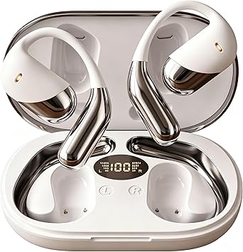 Paekole H5 AI Translation Earbuds: Real-Time 2-Way Language Translator Device (198+ Languages) for Face-to-Face & Travel, Bluetooth Headphones, Audifonos Traductores - Rust & White