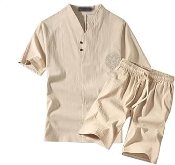 Men's Clothing Large Size Tracksuit Suit Linen t-shirt Male Set two Piece