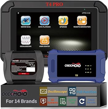 Motorcycle Scanner with Oscilloscope, Professional Motorcycle OBD2 Diagnostic Scan Tool for Harley BMW Ducati KTM Honda Yamaha Kawasaki Suzuki etc. Ignition Coil Waveform Test, 7'' Tablet, Full System