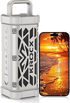 TRAVOR Magnetic Bluetooth Speaker, 45W Rugged All-Aluminum Build Portable Outdoor Speaker, Deep Bass, IP68 Waterproof, TWS Wireless Speaker for Golf Cart, Camping, Beach (Cloud Dancer Metallic)