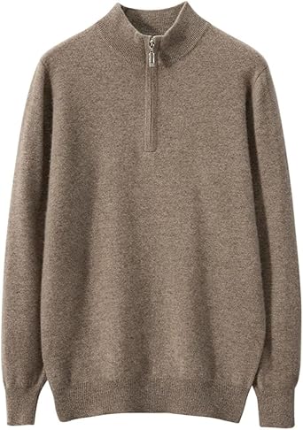 Men's Zip Neck Sweater Soft Warm Long-Sleeved Jacket Solid Color Clothing