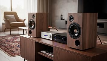 GlaXfi BSP-24 BSP24 Glass Diaphragm Passive Bookshelf Speaker HiFi Hi-Resolution Clear Sound Wooden Cabinet Home Theater Piano Classical Orchestral Special Award Ultra-Thin Glass Diaphragm Walnut
