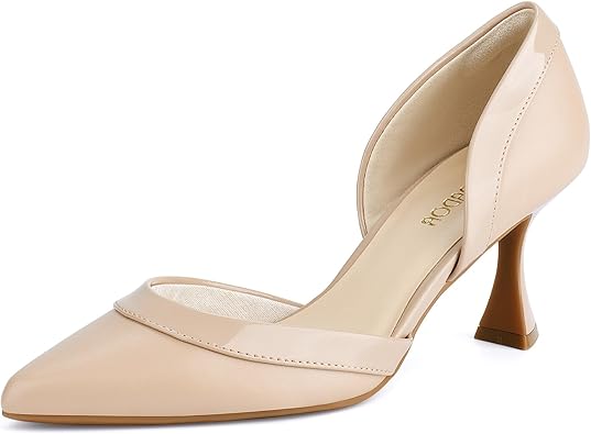 JENN ARDOR Heels for Women Pointy Closed Toe Kitten Pumps Low Heel Comfy Stiletto Sandals Classy Wedding Party Work Formal D'Orsay Dressy Shoes