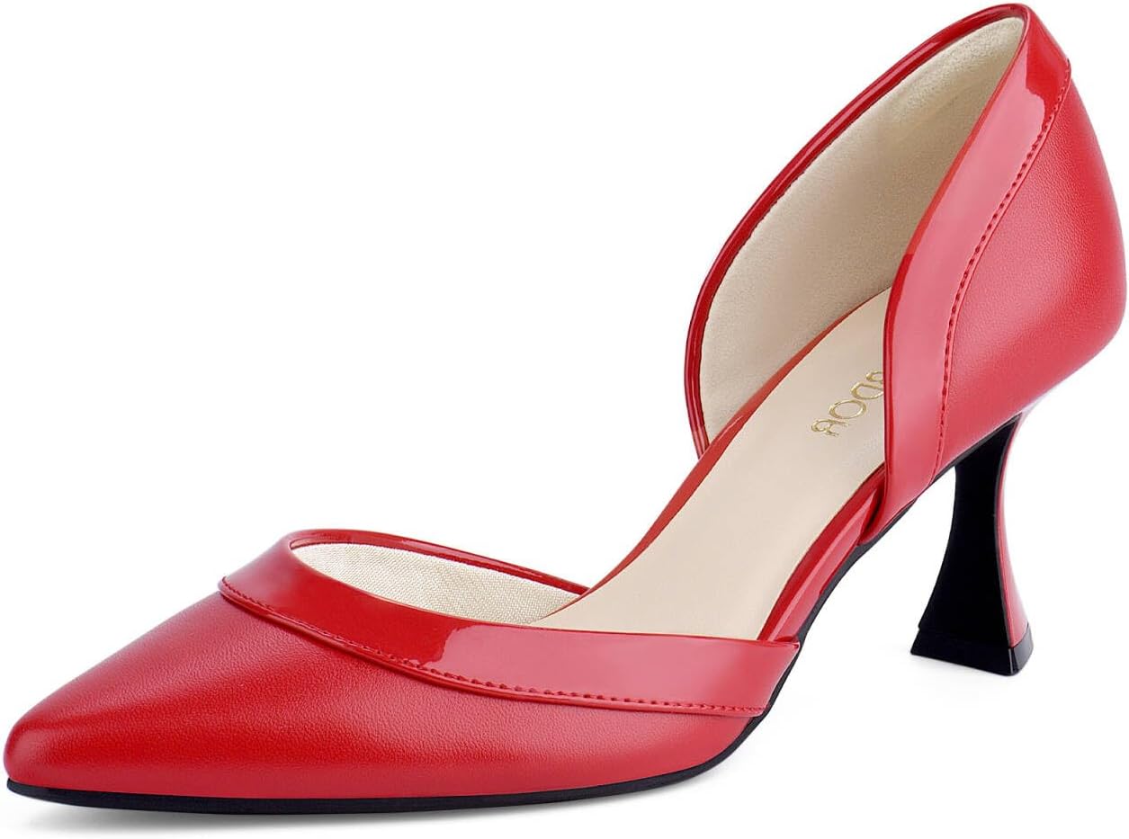 JENN ARDOR Heels for Women Pointy Closed Toe Kitten Pumps Low Heel Comfy Stiletto Sandals Classy Wedding Party Work Formal D'Orsay Dressy Shoes
