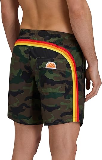 SUNDEK Mens Camo Print Elastic Waist Boardshort, Swim Trunks 16" Length 7.5" Inseam
