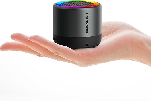 Monster S270 Bluetooth Speaker, Mini Portable Speaker with 360° Surround Sound, Bluetooth 6.0, Colorful Lights, TWS Paring, IPX6 Waterproof Wireless Speaker for Hiking, Cycling, and Indoor Activities