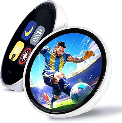 Digital Badge Pin with Touch Screen & HD Display - Smart E-Badge for GIF/Video Playback, Multi-Photo Slideshow - Electronic Badge Keychain for Backpacks, Cyberpin Gift for Panini World Cup