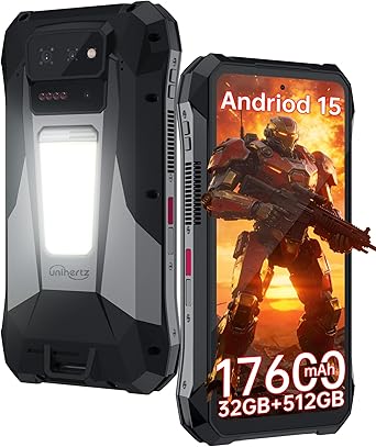 Tank X 5G Rugged Smartphone,Android 15 Mobile Phones with 220 Lumens Projector,32GB RAM+512GB ROM,6.78’’ LCD Screen,17600mAh Battery Cell Phone Unlocked, 1200LM Camping Light/IP68/GPS
