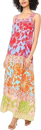 Multi Color Floral Thick Strap Maxi Dress