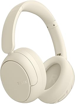 TALIX H30 Hybrid Active Noise Cancelling Headphones, 110H Playtime Hi-Res Audio Bluetooth 6.0 Wireless Over Ear ANC Headphones for Commute/Travel (Off-White)