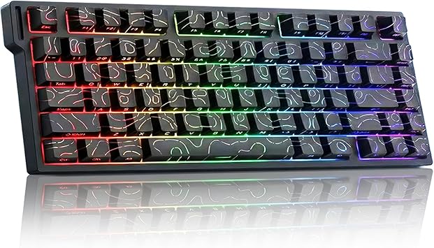 Rgb Gaming Rechargeable Usb Wireless 75% Bluetooth Led Lighted Keyboard for Laptop Pc Tablet，Full Size Black Usb C Pc Computer Hot Swappable Light Up Backlit hall effect Keyboard Wireless Beat 75 HE