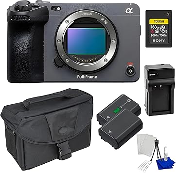 Sony FX3A Full-Frame Cinema Camera | 12.1MP CMOS, 4K120p / 1080p240, 10-Bit 4:2:2, S-Cinetone/S-Log3, 5-Axis IBIS — Bundle with 160GB, Camera Bag, Extra Battery, Charger, Starter Kit (Renewed)