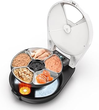 Automatic Wet Food Cat Feeder, 3 Days 5 Freshness Meals Refrigerated Auto Cat Feeder, Semiconductor Cooling & Heating with 304 Stainless Steel Bowl, Programmable Timer Cat Food Dispenser