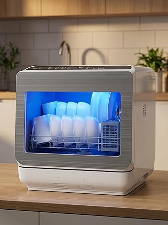 18" Portable Countertop Dishwasher with 152OZ Water Tank, 6 Preset Mode, Dishwasher Machine fits up to 12" plates, Energy Star, 12H Delay Start, Small Dish Washer for Dorm RV&Apartment