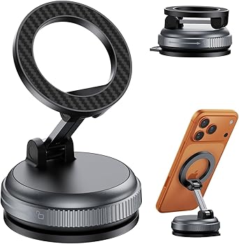 Upgraded Nano Gel Vacuum Magnetic Phone Holder,360°Rotation and Foldable Suction Phone Holder for Your Car,Compatible with iPhone17/16/15/14/13/12 and All Smartphones