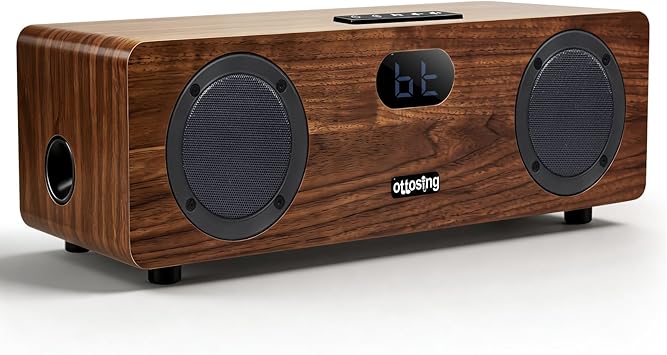 2.1 Channel Bluetooth Speaker, Built-in 30W Subwoofer Bluetooth 5.0, Optical/HDMI ARC/AUX/USB Inputs, Wooden Home Theater Speaker with Remote Control