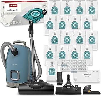 Miele NEW Guard L1 Bagged Canister Vacuum Cleaner with AirClean Filter, Electro Plus Floorhead, AllTeQ Universal Floorhead, LED Display Panel, in Nordic Blue/Space Grey + Performance Pack Bundle