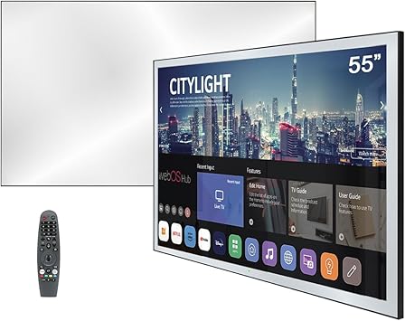 Soulaca 55 inches Smart Waterproof Mirror TV 4K UHD webOS Built-in ATSC DTV Tuner Voice Control, Large Bathroom & Indoor Hotel Resort Television Wall-Mount Big Screen Pool