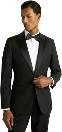 REISS Mens' Poker SB 1B Satin Peak Slim Tux Jacket