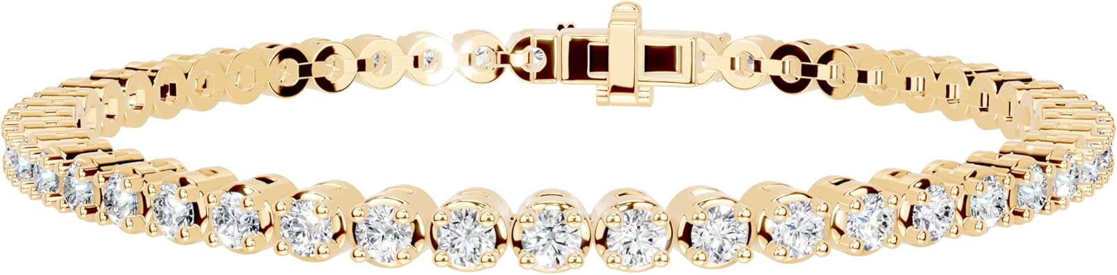 DIAMOND CLUB 5.00 Carat Lab Grown Diamond Tennis Bracelet – F Color VS Clarity in 14K Yellow Gold, 7 Inches – GCal Certified, Gift Box Included