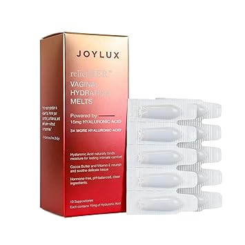 Joylux reliefHER Hydration Melts, Moisturizing Vaginal Suppositories with 15mg Hyaluronic Acid (3X More HA), Non-Hormonal, Supports Intimate Hydration & Comfort, 10 Melts