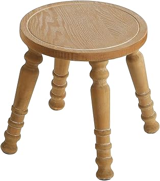 100% Solid Wooden Step Stool, Small Wooden Stool for Adults, Wood Plant Stools, Small Round Stool for Bathroom, Kitchen, Bedroom, Plant Stand