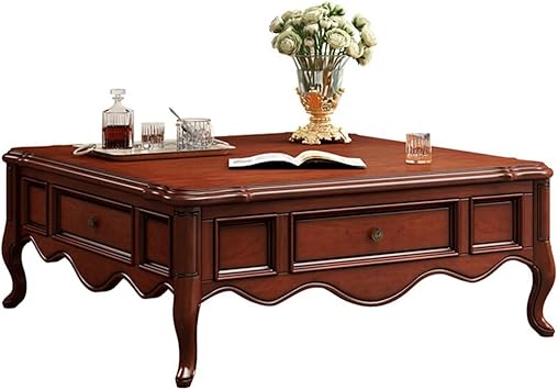 Mahogany Solid Wood Square Coffee Table Vintage Living Room Tea