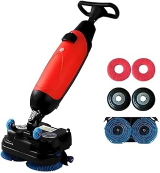 Portable Commercial Floor Scrubber Machine, Mini Dual Brush Cleaner, 430mm Width, Cleans Up to 13,000 Sq Ft/Hour, Ideal for Offices & Commercial Spaces, White