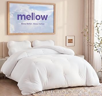 Mellow Marshmellow Comforter Full/Queen - Extra Fluffy Double-Stuffed Down Alternative Duvet Insert, All-Season Temperature-Balancing, Oeko-TEX Class I Fabric, Box-Stitch, Machine Washable
