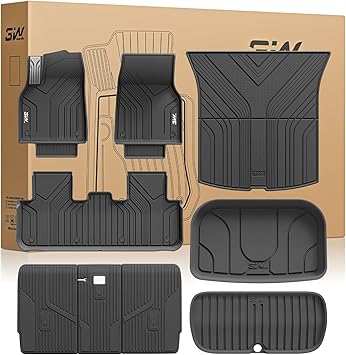3W Tesla New Model Y Juniper 2025 2026 Floor Mats & Cargo Liners, Trunk Mats, Seat Back Cover Protector, All Weather Customer Fit Upgrade Vigormold™ TPE, Model Y Juniper Accessories(Not for Standard)