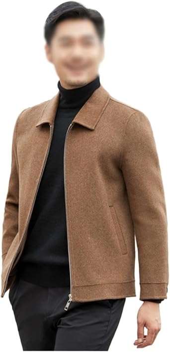 Men's Autumn and Winter Double-sided Tweed Coat Casual Business With Zipper Lapel