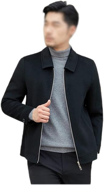 Men's Autumn and Winter Double-sided Tweed Coat Casual Business With Zipper Lapel
