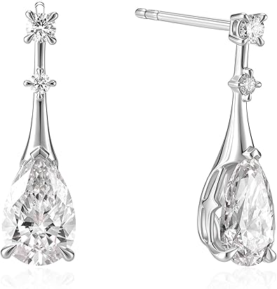 AGVANA 2 Ct. Tw. IGI Certified Pear-Cut Lab-Grown Diamond Drop Earrings in PT950 Platinum (D-E Color, VS Clarity) Fine Jewelry Promise Anniversary Birthday Gifts for Women
