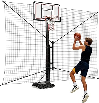 GADFISH Basketball Rebounder Net, Heavy-Duty Steel Frame Basketball Return Net Catcher Backstop Nets Basketball Return Attachment Yard Guard for Outdoor