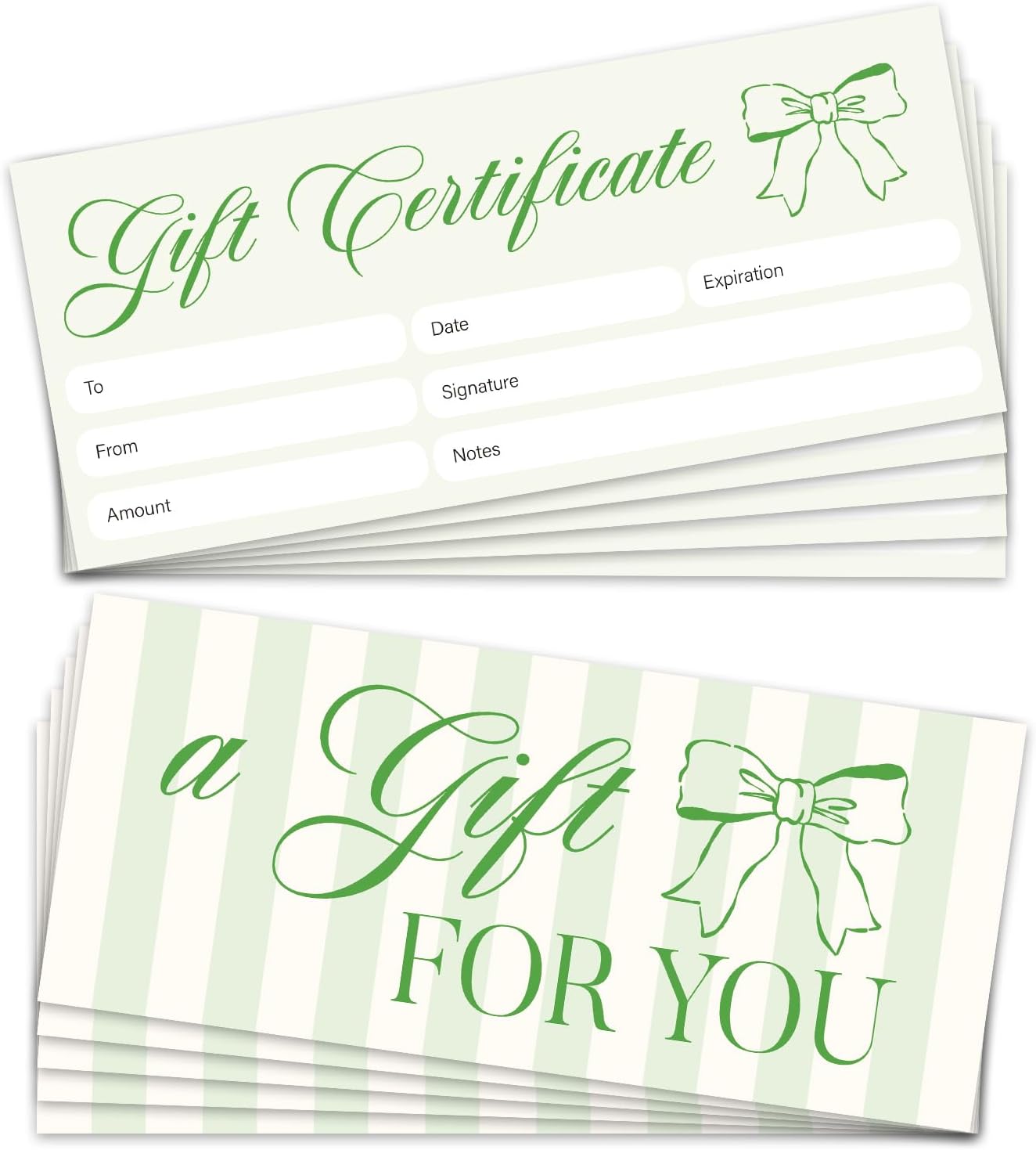 25 Blank Gift Certificates for Business, Retro Gift Certificate for Business Salon Beauty Spa Restaurants Birthday Marriage, 3.5 x 8” Work Business Present Card -05