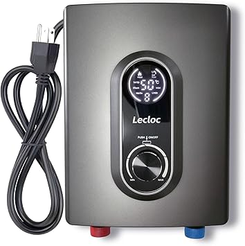Mini Tankless Instant Water Heater Under Sink 3000W 120V Plug In, LED Digital Display with Big Control Knob, IPX4, Multiple Safety Features, 30-55℃ Thermostatic On Demand Electric Water Heater