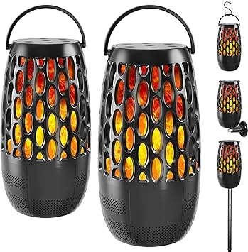 Upgraded Outdoor Bluetooth Speakers Patio with LED Lights – IPX6 Waterproof, Multi-Sync Up to 100 Speakers, Auto-Pairing, 3 Lighting Modes, Portable Patio & Garden Speaker, Ideal Gift for Men, Women