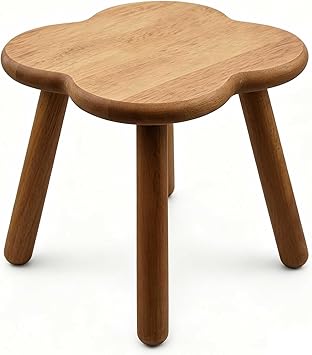 Solid Wood Small Step Stool for Adults, Durable Wooden Stool for Bathroom Kitchen Bedroom & Entryway, Smooth Finish with Rounded Edges, Easy Assembly, Multi-Use as Footrest or Plant Stand