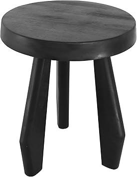 JONATHAN Y Terra Solid Acacia Wood Accent Stool, 15" Rustic Round Side Table and Plant Stand for Indoor Outdoor, Heavy Duty 352 lbs Capacity Seat for Patio and Living Room, Black STL2000C
