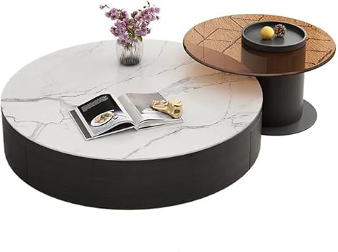 Design Coffee Table Round Stainless Steel Set Villa Decor Living Room Home Furniture