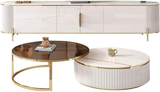 Metal Small Coffee Table Marble Slate Top Living Room Center Home Furniture Hall
