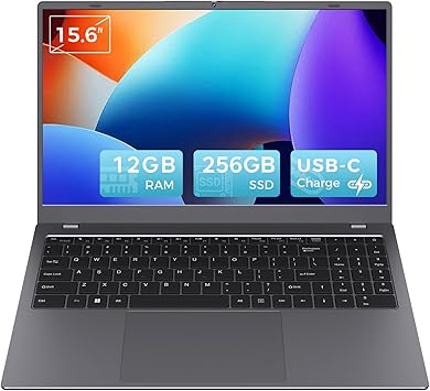 Laptop 12GB RAM 256GB SSD, Pentium Gold 6500Y, 15.6 Inch FHD IPS Display, Thin & Lightweight Laptops with USB-C, USB 3.2, HDMI, TF Card Slot, WiFi 5, Laptop Computers for Work Study Everyday Use