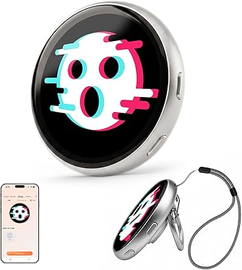Digital Pin Badge with 1.85" IPS Touch Screen, Pixel Badge Display for Photo Slideshow GIF & Video, Anime Accessory for Ita Bag Backpack Cosplay, Wearable Electronic Brooch with Magnetic Clip, Lanyard
