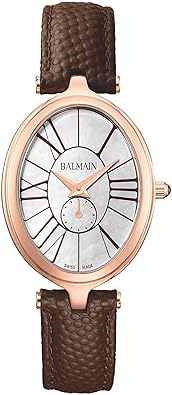 Balmain, Lady, Haute Elegance,Bicolor (Steel and Rose PVD), Swiss Made, Quartz, White MOP, Brown Leather Strap, B81195282